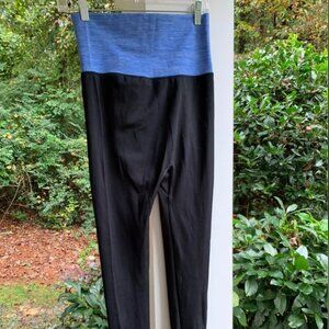 UNIQUE STRETCHY LEGGINGS BLACK BLUE PANEL SMALL MEDIUM